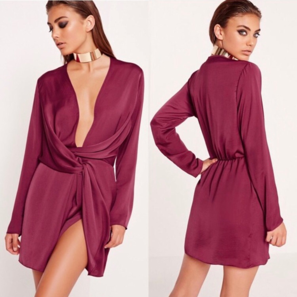 Missguided Peace + Love deep plunge neckline dress